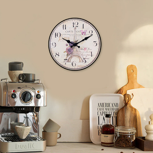 Horloge murale moderne personnalisable en verre et <span class=keywords><strong>cristal</strong></span> – Affichage à aiguilles, motif carte postale Tour Eiffel de <span class=keywords><strong>Paris</strong></span> et floral pour salon et chambre à coucher - Product Image 4