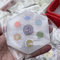 Vente en gros dalle de sélénite sept chakra mauvais œil motif Dragon pour cadeau Reiki