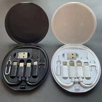 Kit de Cables Multifuncional Portátil Mini de 60 Vatios, Caja de Almacenamiento, Carga Rápida de 60 W, 6 en 1, Juego de Cables de Datos USB Tipo C