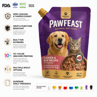 Papier aluminium imprimé sur mesure 121 ℃ /135 ℃   Sachets Doypack à bec verseur pour animaux de compagnie, de qualité alimentaire, résistants aux retournements, étanches et inviolables