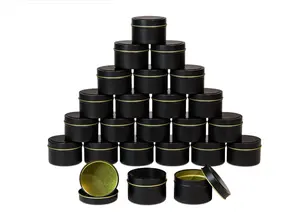 Logotipo personalizado 4 oz negro oro cobre plata vela vacía lata con tapas para DIY fabricación de velas