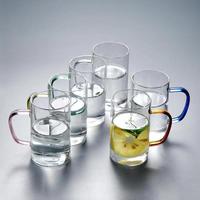 Ensemble de tasses en verre résistant à la chaleur avec poignée pour le thé et le lait, usage quotidien à la maison