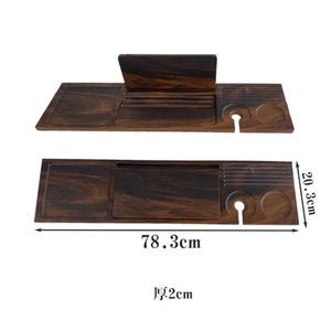 Plateau de bain de luxe en bambou anti-basculement, mobilier de salle de bain en noyer pour hôtels, plateau de baignoire en noyer noir - Product Image 6