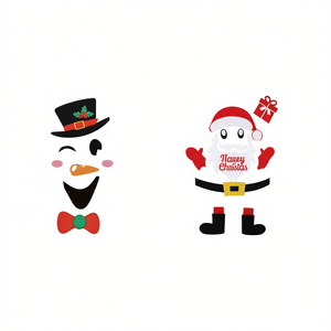 Db Diy <b>Christmas</b> Felt Decals Snowman And <b>Santa</b> Claus Self Adhesive Multicolour Cartoon For Door Window Refrigerator Xmas Party - Product Image 1