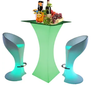 Meja koktail Led, perubahan 16 warna cahaya dapat diisi ulang meja bar