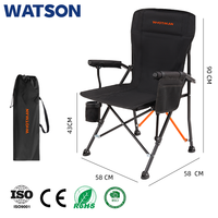Chaise de camping pliable en acier carbone épaissi, chaise de pêche, OEM ODM, directement de l'usine, logo personnalisé avec poche latérale pour le glamping