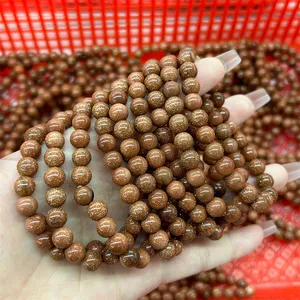 Wholesale Crystal Jewelry 8mm Beads Polished Gemstone Healing Golden Sandstone Bracelet For Human Meditation Gift