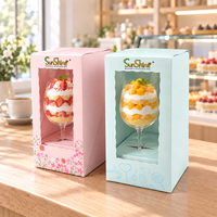 Boîtes à gâteaux en verre à vin personnalisées de haute qualité en gros, emballage en papier avec logo imprimé, boîtes à cupcakes en carton blanc avec fenêtre