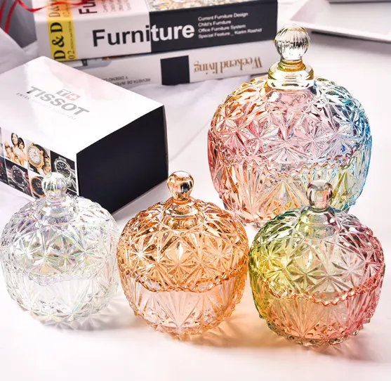 Kaca Transparan Mahkota Penyimpanan Berbintang Jar Permen Jar Kontainer Hadiah Liburan Kotak Perhiasan Lilin Jar