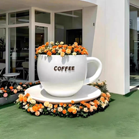 Sculptures décoratives sur pied en fibre de verre, personnalisées, grand format, en forme de tasses à thé au lait et à café, imperméables et résistantes aux UV