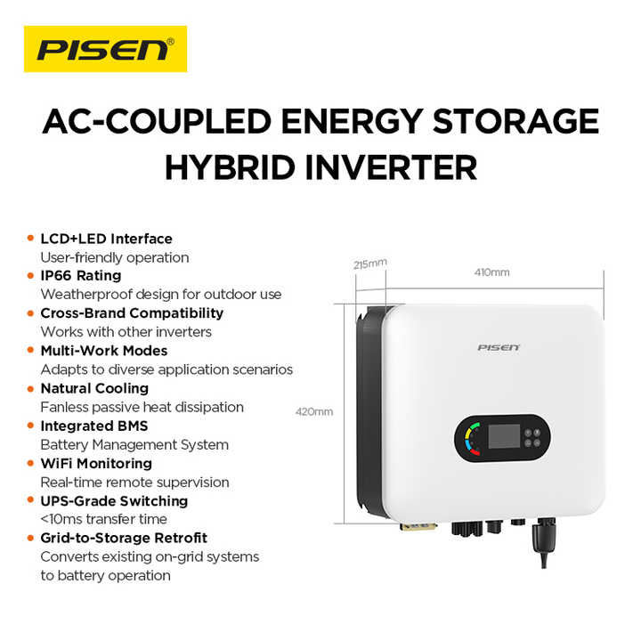 PISEN Dual Mppt 110v Hybrid Inverter Solar Panels Battery 380v Split ...