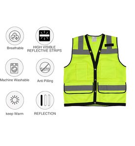 <span class=keywords><strong>Gilet</strong></span> de sécurité réfléchissant personnalisé ODM en maille <span class=keywords><strong>jaune</strong></span> fluorescente de classe 2 ANSI pour le cyclisme nocturne et les activités extérieures - Product Image 5
