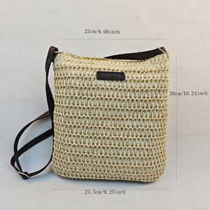 Bolso Bandolera Popular de Paja Tejida, Nuevo Diseño de Bolso de Hombro de Paja, Bolso Ecológico Tejido a Mano, Bolso de Playa para Vacaciones - Product Image 5