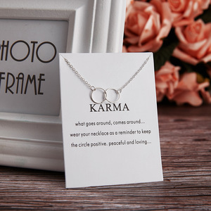 De moda <span class=keywords><strong>Karma</strong></span> collar buena suerte anillos círculo colgante collares con tarjeta de mensaje - Product Image 4