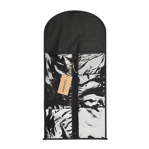 Foldable black dustproof zipper custom personalized hanging cover garment luxury gold wig storage bag pvc window