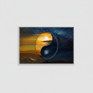 Yin Yang Canvas Art: Tempered Glass Print, Light & Shadow Decor,WHITE <b>FRAMED</b> CANVAS - Product Image 2