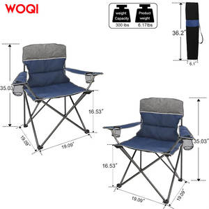 Chaise pliante de camping Woqi Outdoor, bleu marine, structure en aluminium, tissu Oxford, capacité 300 lbs, portable, avec porte-gobelet - Product Image 1