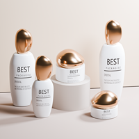 Ensemble de flacons et pots en verre de luxe uniques pour soins de la peau, capacités de 30 ml, 50 ml, 100 ml, avec couvercles en forme de pierre pour masque facial
