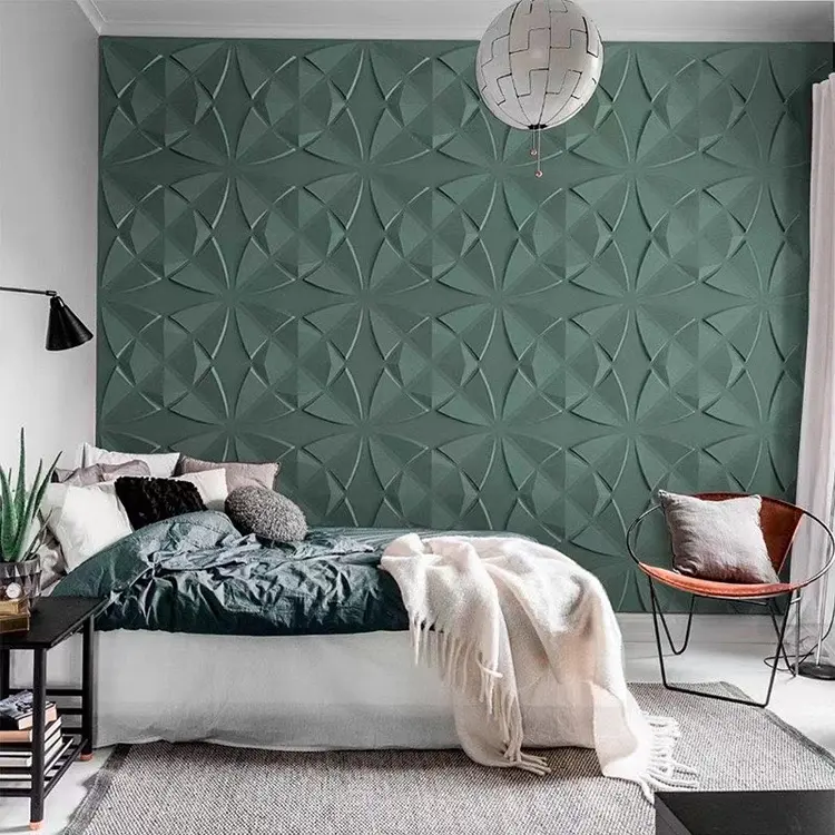 Sell Well Green Color Wall Panel Modern 3d Wallpaper PVC 3d Design Wall Panels Others Wallpapers/Wall panels