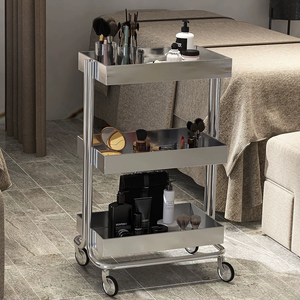 Chariot de beauté professionnel, chariot de coiffure à trois niveaux, chariot de rangement pour salon de beauté, mobilier de salon en métal pour salon de beauté - Product Image 3