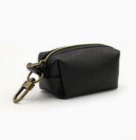 Porte-clés minimaliste en cuir avec fermeture éclair, porte-sacs à déjections canines, mini pochette de rangement pour sacs à déjections animales