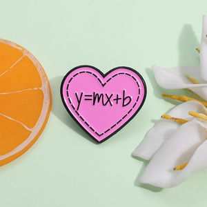 Broche Metálico con Forma de Corazón Rosa, Ecuación de Línea Recta, Pendiente-Intercepto, Matemáticas, Regalo de San Valentín, Joyería - Product Image 2