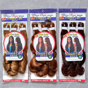 Extensions de cheveux synthétiques 3X French Curls pour <span class=keywords><strong>tresses</strong></span>, 280g, 22 pouces, Locs italiennes, Perruque à ondulations lâches spirales French Curly, <span class=keywords><strong>Tresses</strong></span> queue de cheval - Product Image 4