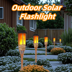 IP65 Étanche ABS Bambou Solaire Flamme Torches LED Panneau Sol Plug Pelouse Lumières Blanc Chaud Scintillement <span class=keywords><strong>Jardin</strong></span> Éclairage Extérieur - Product Image 2