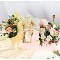 Boîtes personnalisées imprimées en couleur, boîtes à fleurs portables, mignonnes, recyclables, emballage en carton, boîte pliable avec poignée