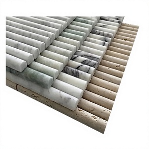 Gạch lát sàn phòng tắm mạ bóng, họa tiết sóng hiện đại, trang trí gờ nổi, mOSAIC đá cẩm thạch gợn sóng — ảnh 1