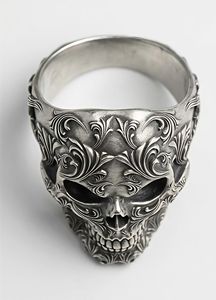 Anillos ZHENXUN Vintage Personalizados con Cabeza de Calavera, Estilo Punk, Mundo Desértico, Acabado Envejecido, Micrograbado Industrial, Arte Gótico Oscuro - Product Image 5