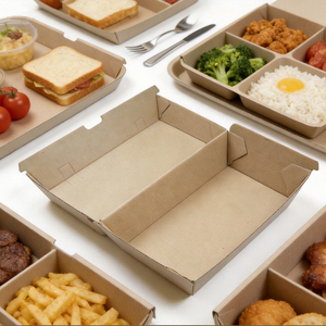 Emballage alimentaire rapide personnalisé et recyclable en papier kraft, boîte à clapet auto-élevante jetable avec poignée pour hamburgers, hot-dogs et nouilles - Product Image 3