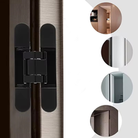 Siheto Noir Porte En Bois 3D Invisible Robuste Réglable 180 Degrés Caché Charnières De Porte
