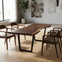 Plateau de table en bois massif de raintree à bords naturels pour restaurant, bureau, cuisine et salle à manger