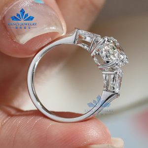 工厂三石戒指<span class=keywords><strong>Rhiannon</strong></span>娇小实验室钻石结婚戒指高品质证书Au 750订婚戒指女性 - Product Image 2