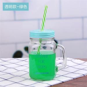 Vaso de cristal degradado con asa de pajita, estilo retro, para bebidas frías, leche y té. - Product Image 3