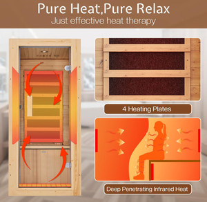 Sauna a Infrarossi Compatta Personalizzata per 1 Persona, Basse Emissioni EMF, 110V, Legno di Abete, per Casa e Appartamenti - Product Image 3