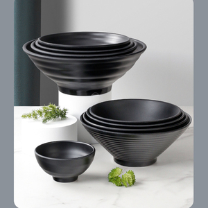 Juego de Tazones de Melamina Desechables Personalizados para Restaurante Japonés, Modernos, Ecológicos, para Sopa de Fideos <span class=keywords><strong>Lamian</strong></span>, Color Negro, para Bodas - Product Image 4