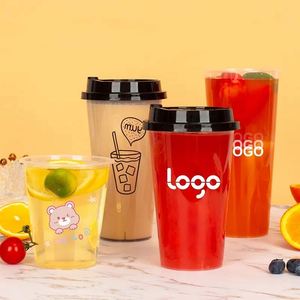 Gobelets en plastique PP transparent de 500 ml avec couvercle plat en forme de dôme, moulés par injection, pour boissons, lait, jus, café - Utilisation à froid et à chaud - Product Image 4
