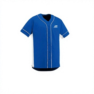 Maillot de baseball bleu avec pantalon blanc pour homme – Uniforme respirant à manches courtes, col en V, coupe régulière, grande taille, logo frontal - Product Image 6