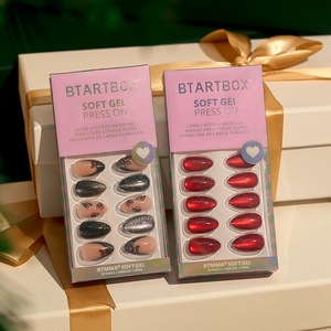 Kit de Uñas Postizas 3D con Purpurina Ojo de Gato para Navidad, Uñas Postizas de Gel Suave de Almendra Corta de Alta Calidad al por Mayor, Reutilizables con Pegamento - Product Image 1