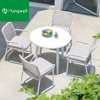Ensemble table à manger et chaises modernes de luxe en aluminium pour chaises en corde pour patio, balcon ou extérieur pour hôtels et restaurants