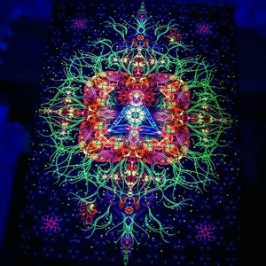 Tapisserie murale personnalisée réactive aux UV (lumière noire) pour yoga, méditation, zen, style <span class=keywords><strong>hippie</strong></span>, mandala, bohème, spirituel, bannière suspendue - Product Image 5