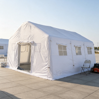Tente pneumatique de plage et pique-nique double couche blanche 6,02m x 5,05m x 3,1m, portable, facile à gonfler, grande, imperméable, pour toutes les saisons