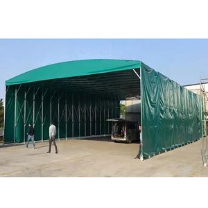 Tente d'entrepôt pliable mobile à pousser et à tirer - Fabricant de tentes à armature en acier galvanisé et auvent en PVC imperméable pour usage extérieur - Product Image 1