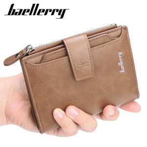 กระเป๋าสตางค์แบบสั้นสำหรับผู้ชายแบรนด์ Baellerry สีกาแฟ ขนาด 5 นิ้ว กระเป๋าใส่เหรียญแบบซิปขนาดกะทัดรัดพร้อมช่องใส่บัตรสำหรับใช้ในชีวิตประจำวัน - Product Image 1