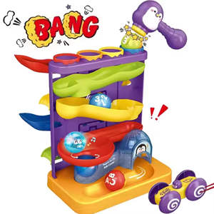 Jeu de piste ITTL <span class=keywords><strong>Mini</strong></span> voiture à double face avec boule roulante Pingouin Marteau 3 en 1 Ensemble de jouets de montagnes russes pour enfants - Product Image 1