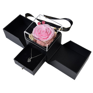 Cadeaux de Saint Valentin Fête des Mères Bijoux de Fleurs Préservées Boîte en Acrylique Rose éternelle pour toujours - Product Image 5