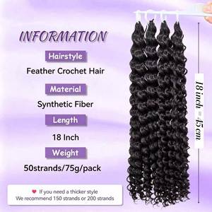 Extensiones de Cabello de Pluma Sintética para Crochet, Cabello Sintético Ondulado Profundo, Nudos Milagrosos para Crochet, Cabello Pre-Separado para Trenzas - Product Image 2