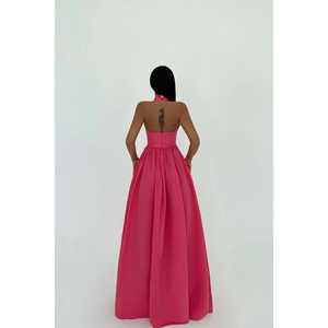 Tania Pomegranate Blossom <b>Dress</b> Satin A-Line Ball Gown with High Collar Lace Decoration for <b>Quinceanera</b> Parties Formal XL Size - Product Image 1